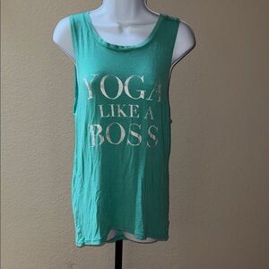 NWT GAIAM Ana Tank Top Yoga Like A Boss Pool Green Heather Women’s Size S